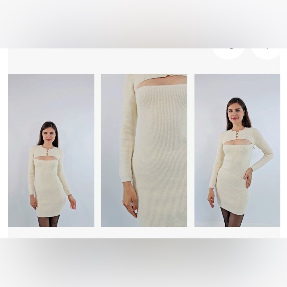 T by Alexander Wang Ladies Vanilla Ice Boucle Cut-Out Knitted Minidress, size S